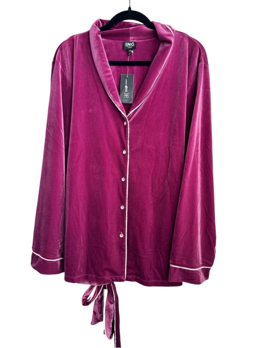 INC International Concepts Vivid Orchid Velvet Pajama Top, Size XXL - NWT - Picture 2 of 10
